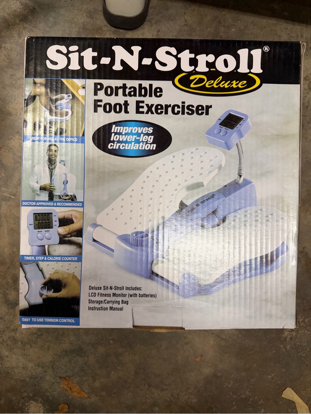 Sit-N-Stroll Deluxe Portable Foot Exerciser - Light Blue/White